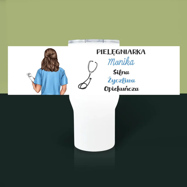 Kreator Postaci: Cechy Pielęgniarki - Kubek Termiczny Biały