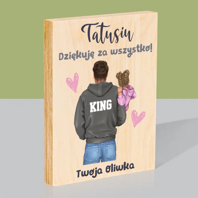 Kreator Postaci: Tata z Dzieckiem - Wydruk Na Drewnie