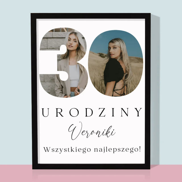 Słowo Ze Zdjęć: 30 Urodziny Podpis - Wydruk Obramowany