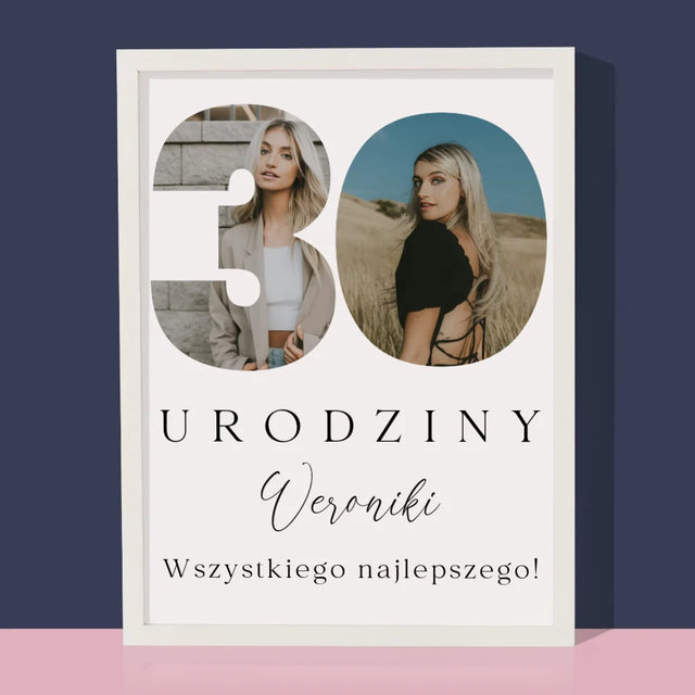 Słowo Ze Zdjęć: 30 Urodziny Podpis - Wydruk Obramowany