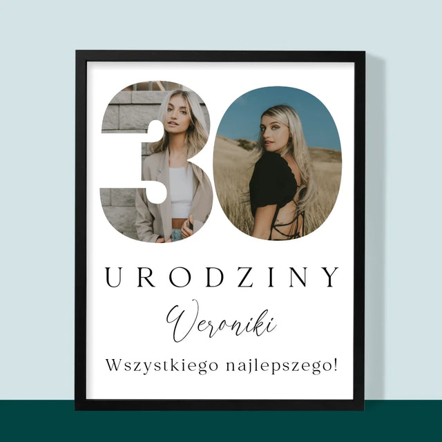 Słowo Ze Zdjęć: 30 Urodziny Podpis - Wydruk Obramowany