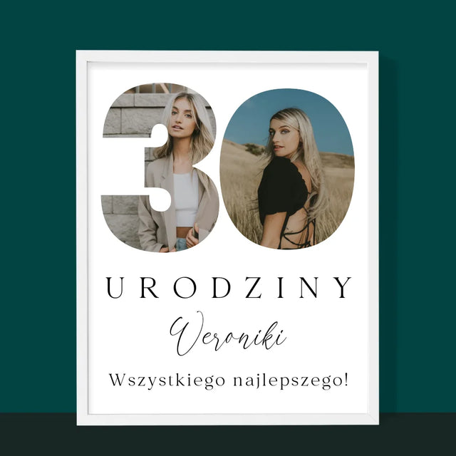 Słowo Ze Zdjęć: 30 Urodziny Podpis - Wydruk Obramowany