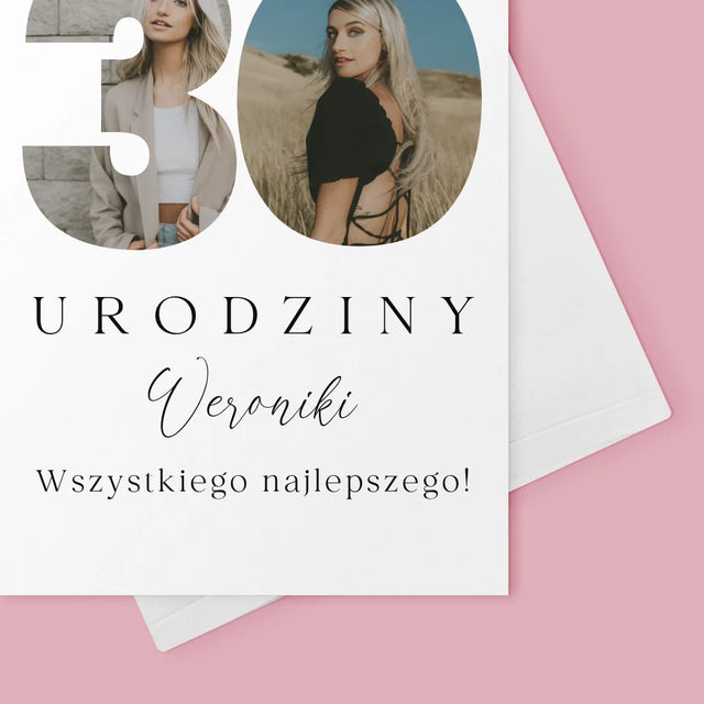 Słowo Ze Zdjęć: 30 Urodziny Podpis - Kartka z Życzeniami