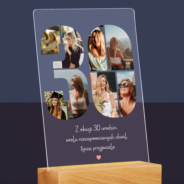 Fotokolaż: 30 Urodziny Życzenia - Wydruk Na Szkle Akrylowym
