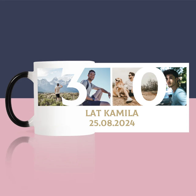 Fotokolaż: 30 Lat Cyfra Zdjęcia - Kubek z Nadrukiem