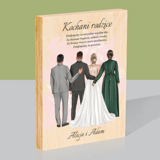 Kreator Postaci: Kochani Rodzice Dziękujemy - Wydruk Na Drewnie