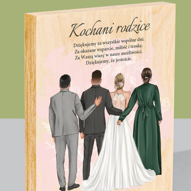 Kreator Postaci: Kochani Rodzice Dziękujemy - Wydruk Na Drewnie