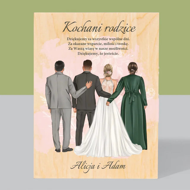 Kreator Postaci: Kochani Rodzice Dziękujemy - Wydruk Na Drewnie