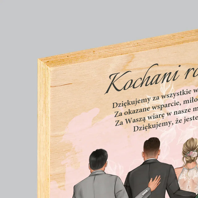 Kreator Postaci: Kochani Rodzice Dziękujemy - Wydruk Na Drewnie