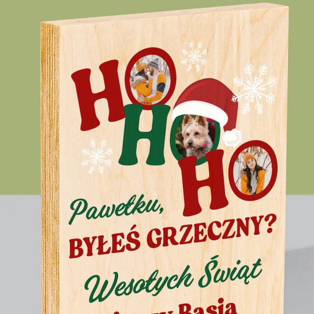 Fotokolaż: Ho Ho Ho - Wydruk Na Drewnie