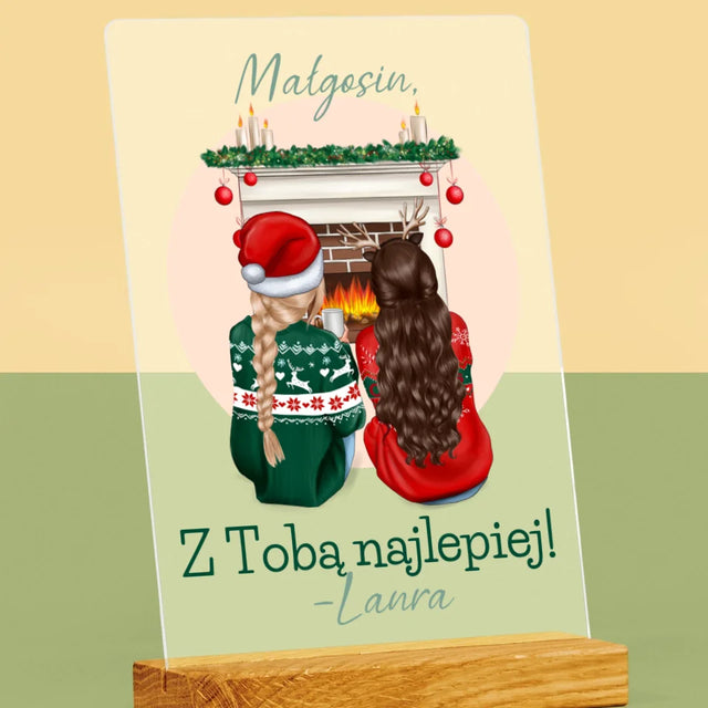 Kreator Postaci: Najlepsze Przyjaciółki W Święta - Wydruk Na Szkle Akrylowym