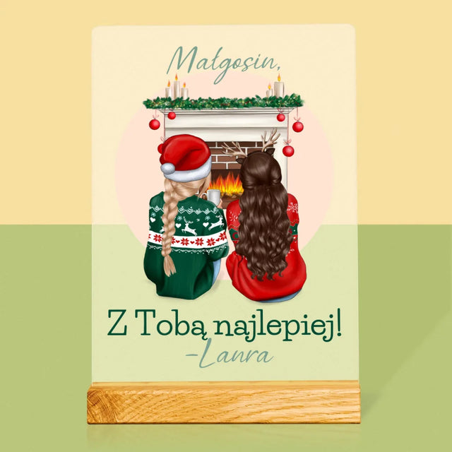 Kreator Postaci: Najlepsze Przyjaciółki W Święta - Wydruk Na Szkle Akrylowym