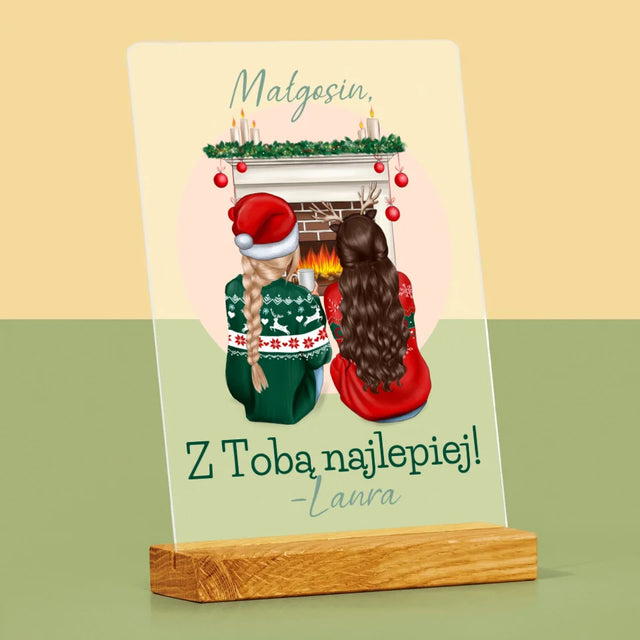 Kreator Postaci: Najlepsze Przyjaciółki W Święta - Wydruk Na Szkle Akrylowym