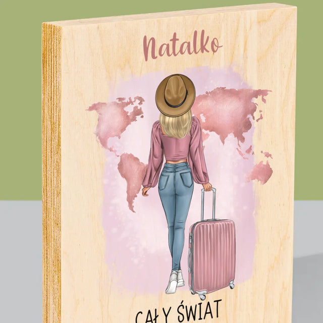 Kreator Postaci: Podróżniczka - Wydruk Na Drewnie