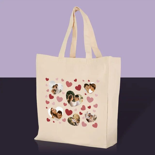 Fotokolaż: Serca - Torba Płócienna z Nadrukiem