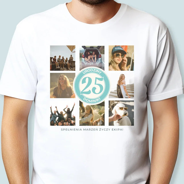 Fotokolaż: 25 Urodziny - Koszulka Męska z Nadrukiem