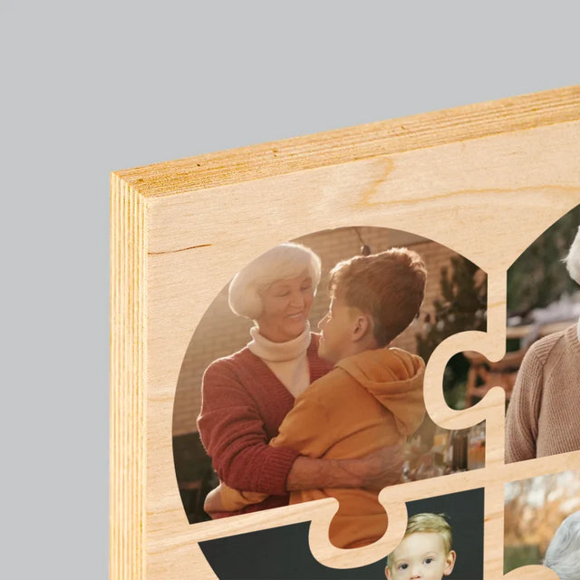 Fotokolaż: Puzzle Serce Dla Babci - Wydruk Na Drewnie