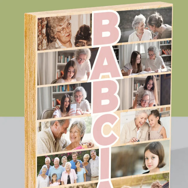 Fotokolaż: Babcia - Wydruk Na Drewnie