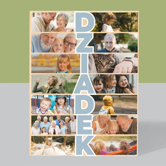 Fotokolaż: Dziadek - Wydruk Na Drewnie