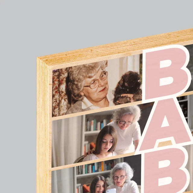 Fotokolaż: Babcia - Wydruk Na Drewnie