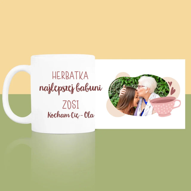 Zdjęcie i Podpis: Herbatka Najlepszej Babuni - Kubek z Nadrukiem