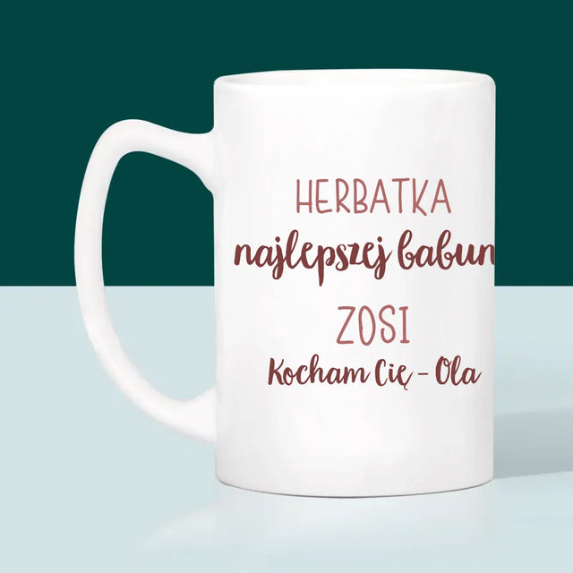 Zdjęcie i Podpis: Herbatka Najlepszej Babuni - Kubek z Nadrukiem