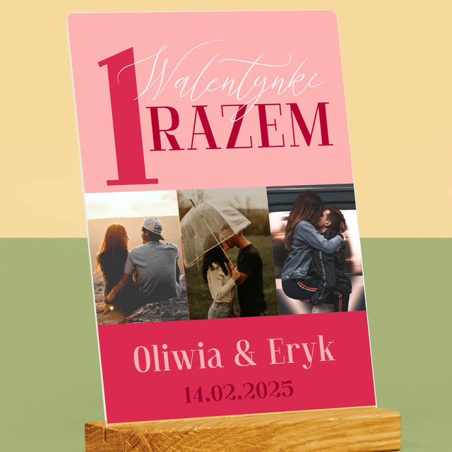 Fotokolaż: Pierwsze Walentynki Razem - Wydruk Na Szkle Akrylowym