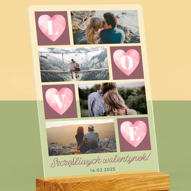 Fotokolaż: Serduszka Love - Wydruk Na Szkle Akrylowym