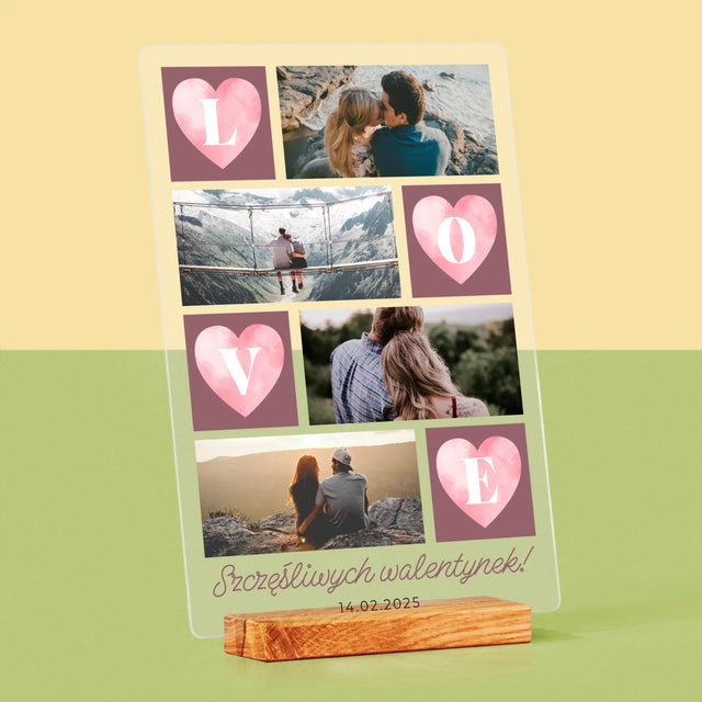 Fotokolaż: Serduszka Love - Wydruk Na Szkle Akrylowym
