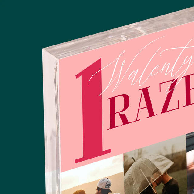 Fotokolaż: Pierwsze Walentynki Razem - Blok Akrylowy z Nadrukiem