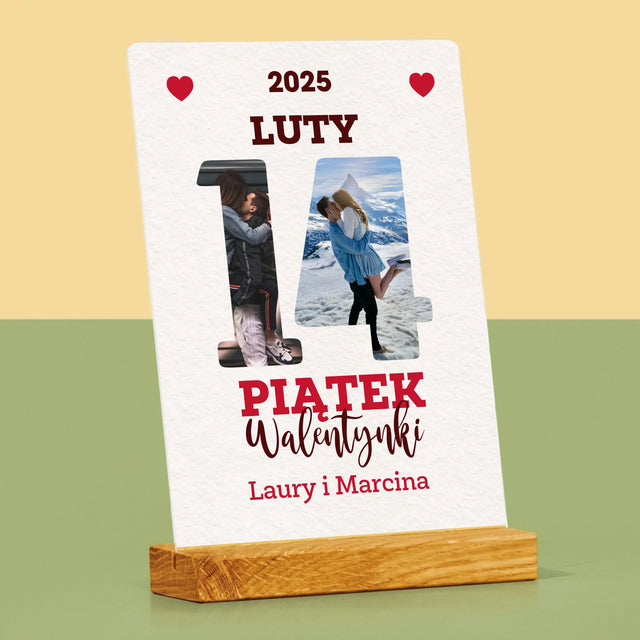 Słowo Ze Zdjęć: Walentynki Kartka z Kalendarza - Wydruk Na Szkle Akrylowym