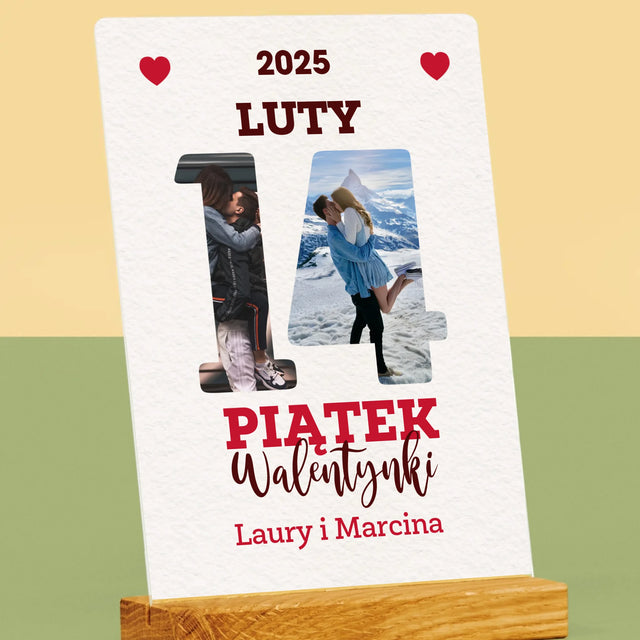 Słowo Ze Zdjęć: Walentynki Kartka z Kalendarza - Wydruk Na Szkle Akrylowym
