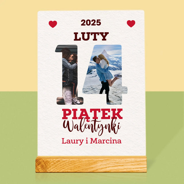 Słowo Ze Zdjęć: Walentynki Kartka z Kalendarza - Wydruk Na Szkle Akrylowym
