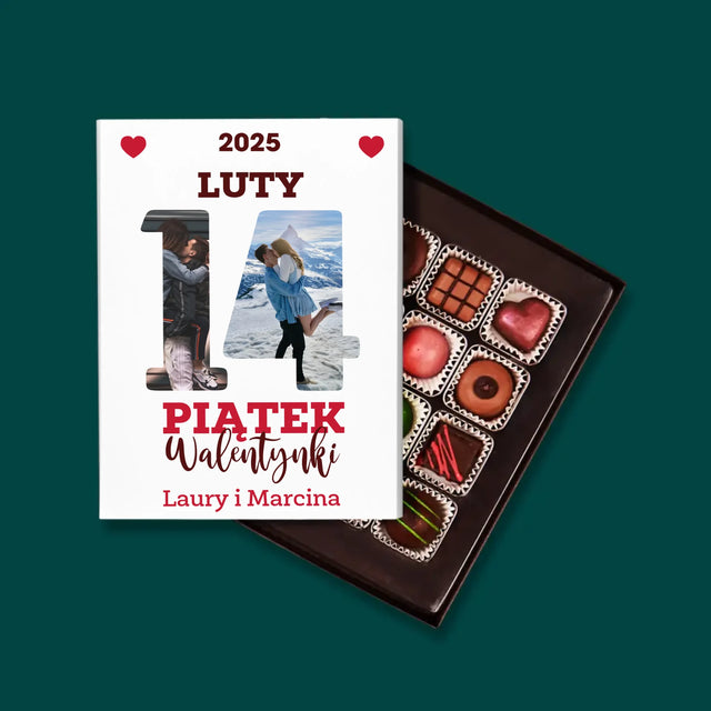 Słowo Ze Zdjęć: Walentynki Kartka z Kalendarza - Personalizowane Praliny