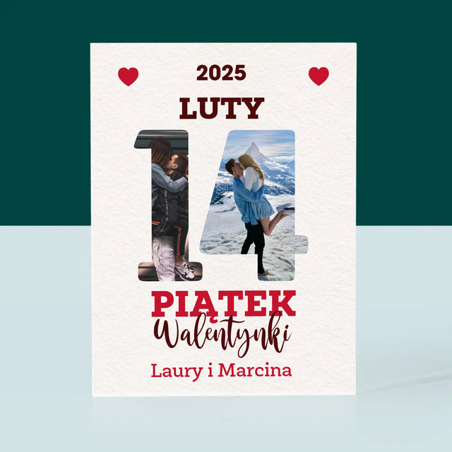 Słowo Ze Zdjęć: Walentynki Kartka z Kalendarza - Blok Akrylowy z Nadrukiem