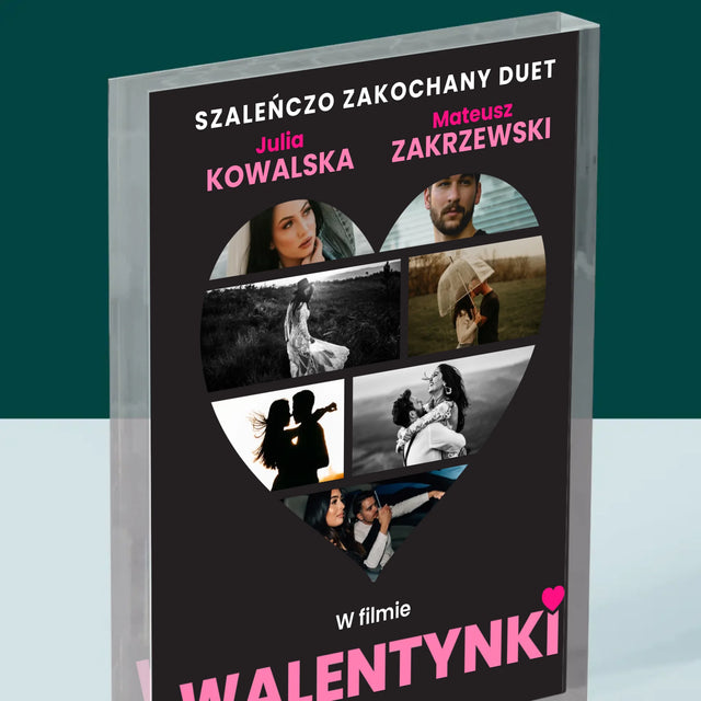 Fotokolaż: Walentynki Plakat Filmowy - Blok Akrylowy z Nadrukiem