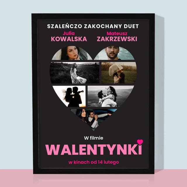 Fotokolaż: Walentynki Plakat Filmowy - Wydruk Obramowany 30X40 (Pion)