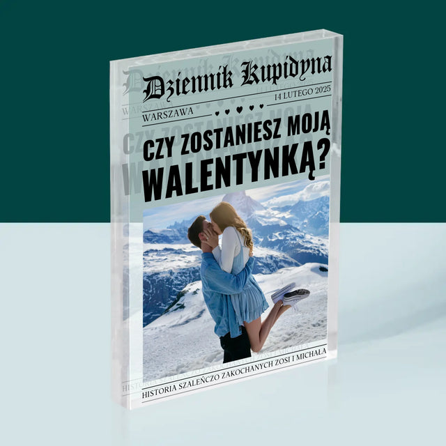 Okładka Magazynu: Walentynkowa Gazeta - Blok Akrylowy z Nadrukiem