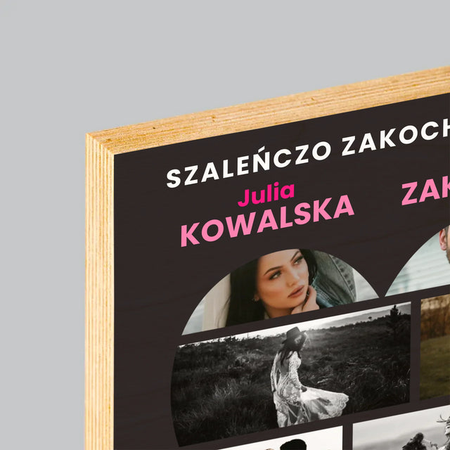 Fotokolaż: Walentynki Plakat Filmowy - Wydruk Na Drewnie
