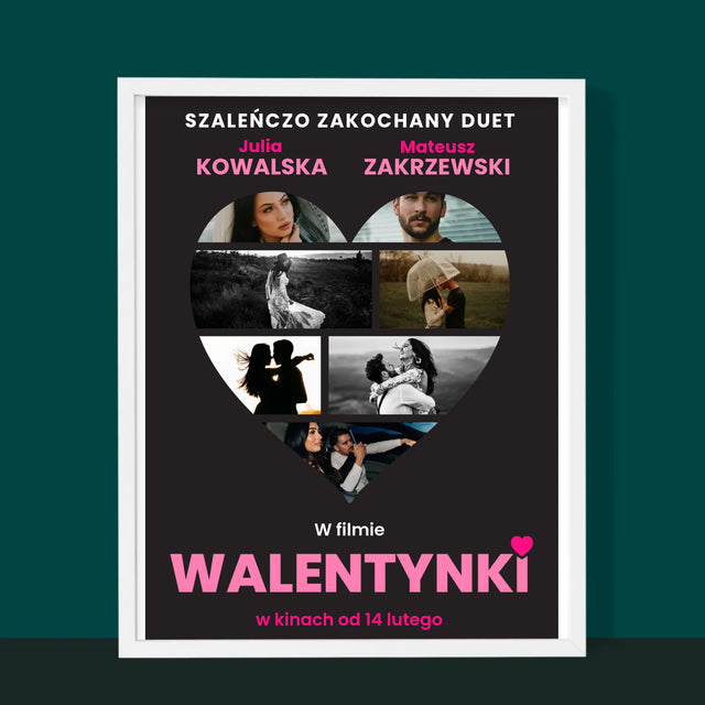 Fotokolaż: Walentynki Plakat Filmowy - Wydruk Obramowany 30X40 (Pion)