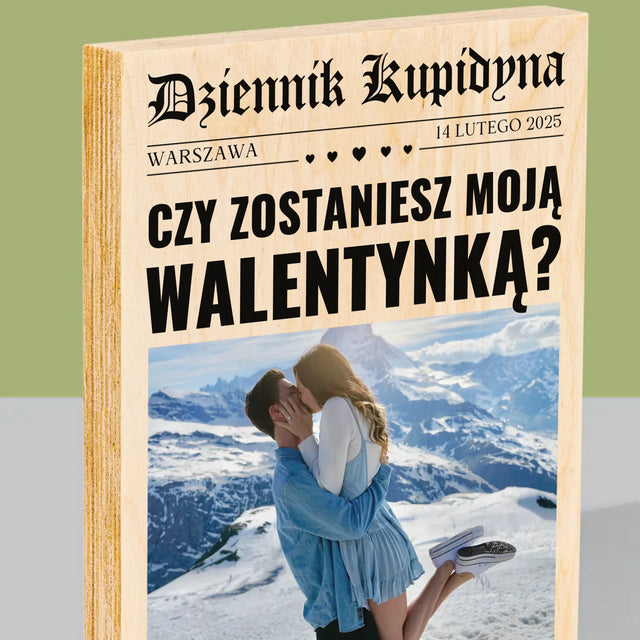 Okładka Magazynu: Walentynkowa Gazeta - Wydruk Na Drewnie