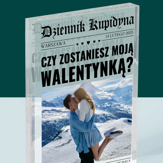 Okładka Magazynu: Walentynkowa Gazeta - Blok Akrylowy z Nadrukiem