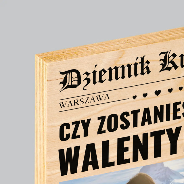 Okładka Magazynu: Walentynkowa Gazeta - Wydruk Na Drewnie