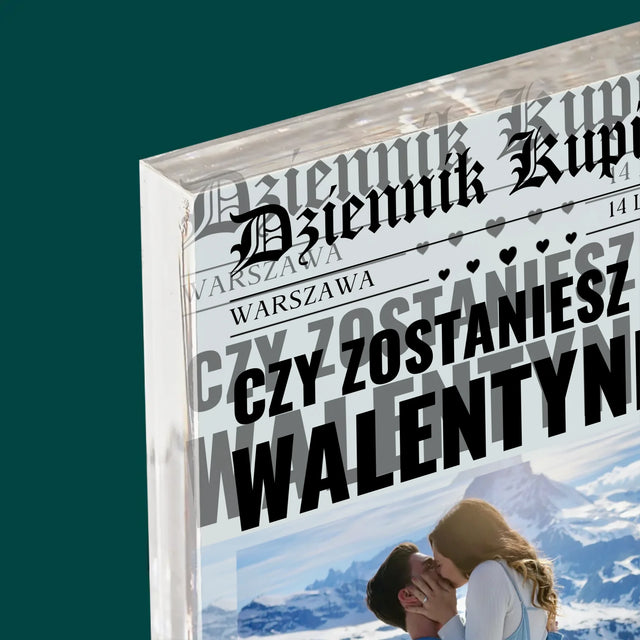 Okładka Magazynu: Walentynkowa Gazeta - Blok Akrylowy z Nadrukiem