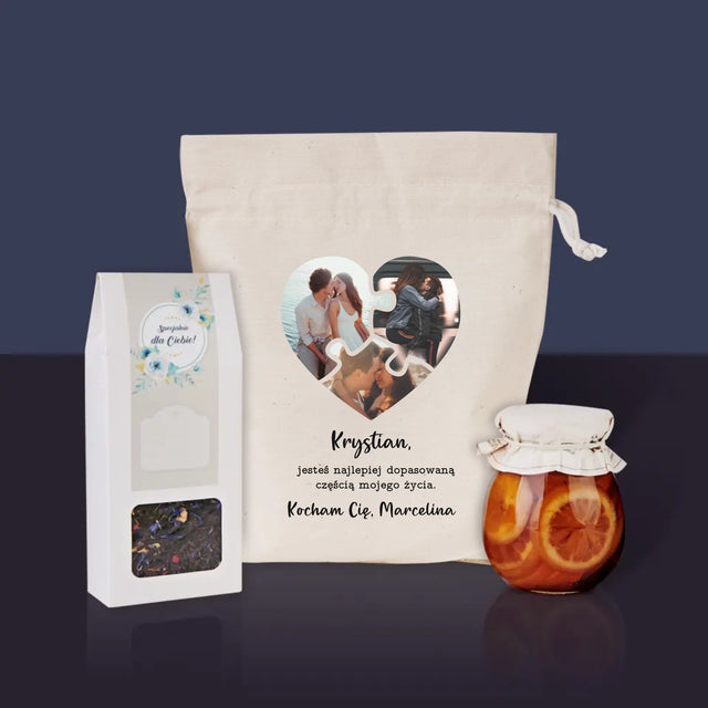 Fotokolaż: Walentynkowe Puzzle - Herbata w Woreczku