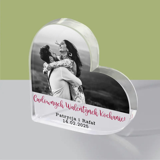 Fotokolaż: Cudownych Walentynek - Blok Akrylowy Serce