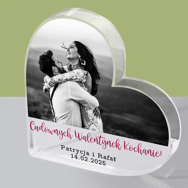 Fotokolaż: Cudownych Walentynek - Blok Akrylowy Serce