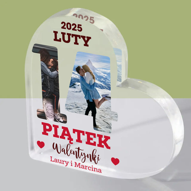 Słowo Ze Zdjęć: Walentynki Kartka z Kalendarza - Blok Akrylowy Serce