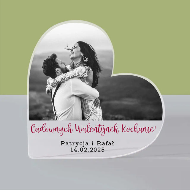 Fotokolaż: Cudownych Walentynek - Blok Akrylowy Serce