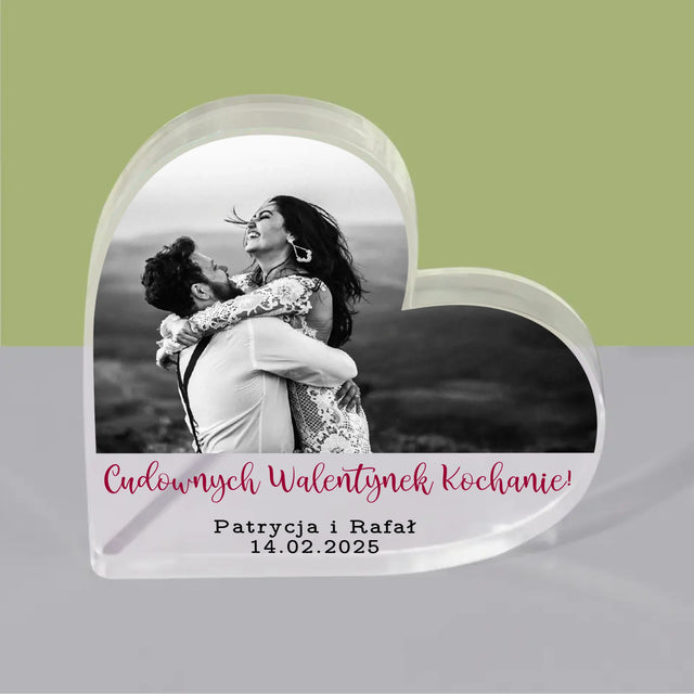 Fotokolaż: Cudownych Walentynek - Blok Akrylowy Serce